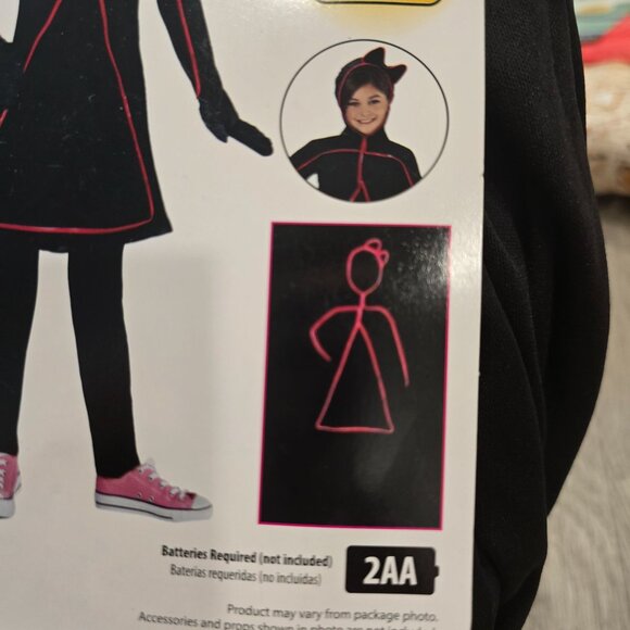 NWT Halloween Light-Up Stick Figure Costume Lights & Removable Mask Girls M 7/8 - Picture 5 of 5